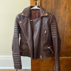 Maroon All Saints Leather Jacket